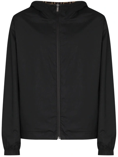 Fendi Black Reversible Logo Print Jacket