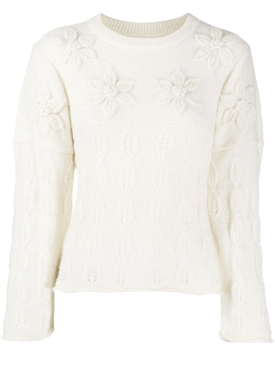 Shrimps Diana Floral Embroidered Jumper In White