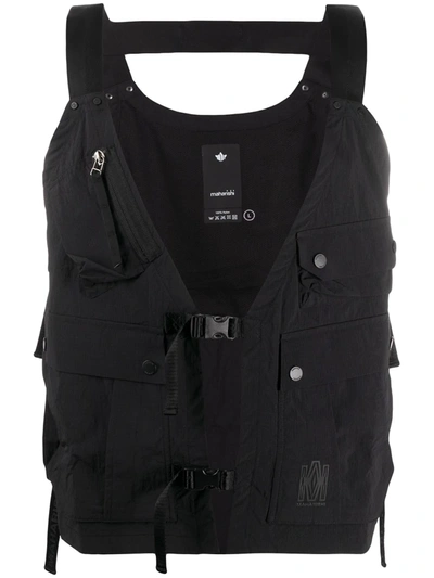 Maharishi Multi-pocket Buckled Vest In Black