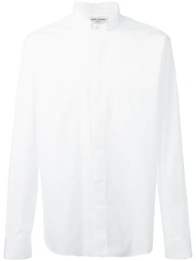 Saint Laurent Tucked Collar Shirt In White