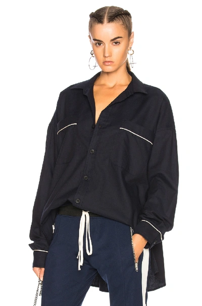 Fear Of God Piped Oversized Shirt In Blue