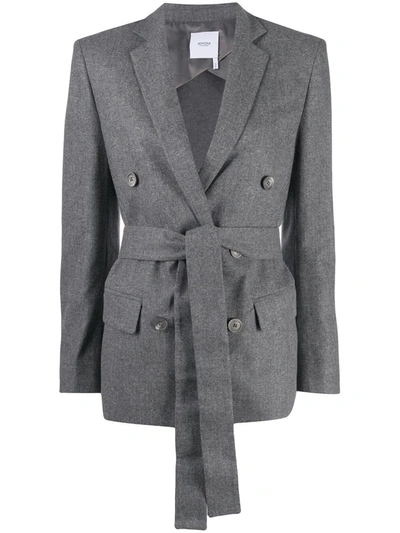 Agnona Cashmere Belted Single-breasted Blazer In Grey