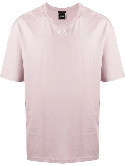 Hugo Boss Logo Print Cotton T-shirt In Pink
