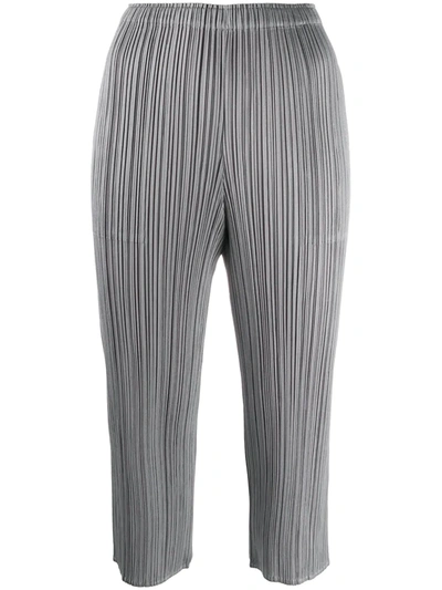 Issey Miyake Cropped Pleated Trousers In Grey