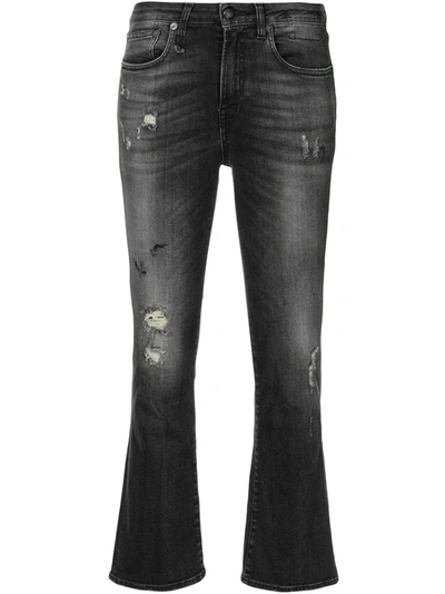 R13 Distressed Cropped Jeans In Black