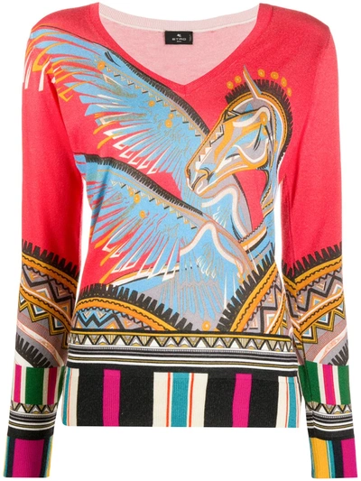 Etro Long Sleeves Knitted Top In Red