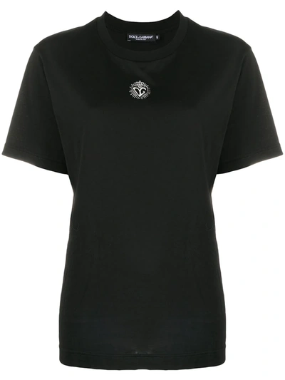 Dolce & Gabbana Black Embroidered Crest T-shirt