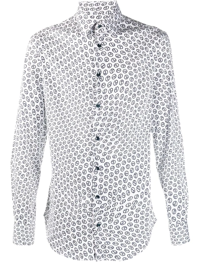 Giorgio Armani All-over Logo Print Shirt In White