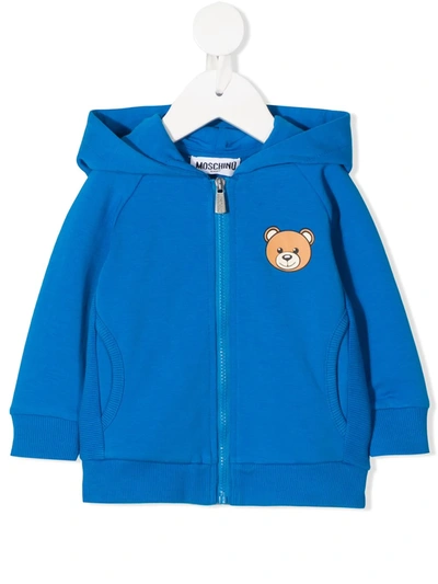 Moschino Teddy Bear Logo Hoodie In Blue