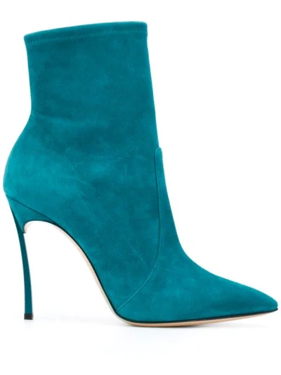 Casadei Blade Suede Ankle Boot In Blue
