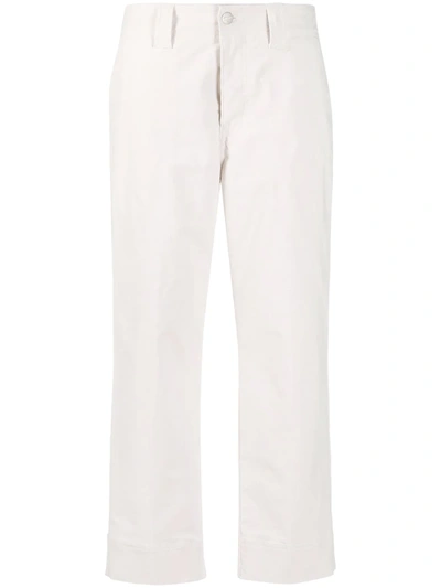 Closed High-rise Wide-leg Cropped Trousers In White