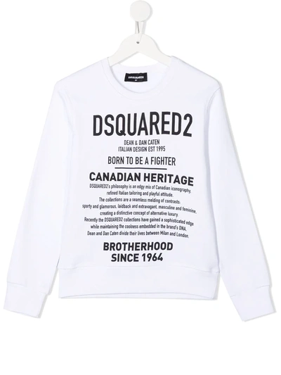 Dsquared2 Teen Logo-print Crew-neck Sweatshirt In White