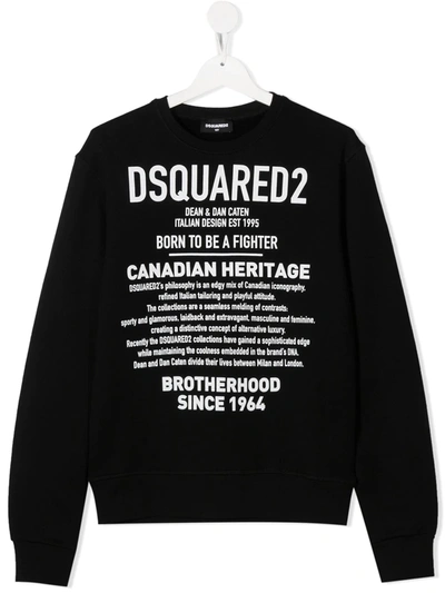 Dsquared2 Teen Logo-print Crew-neck Sweatshirt In Black