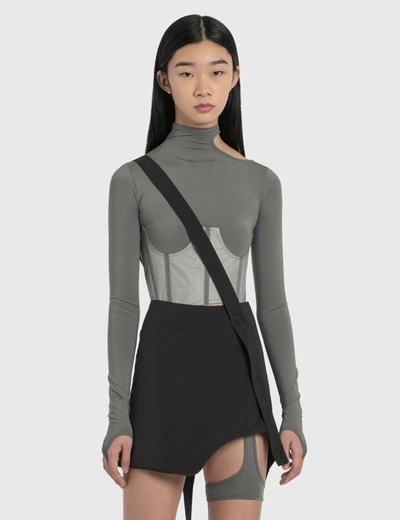 Hyein Seo Long Sleeve Top With Corset In Grey