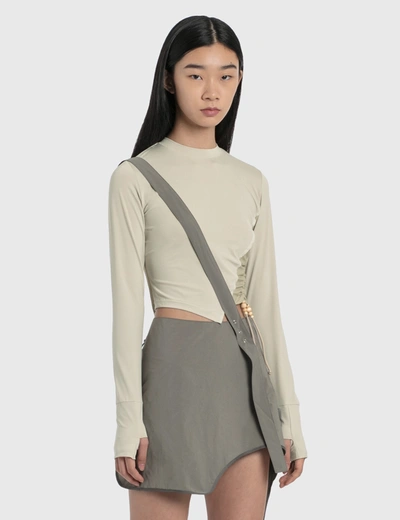 Hyein Seo Twisted Long Sleeve Top In Beige