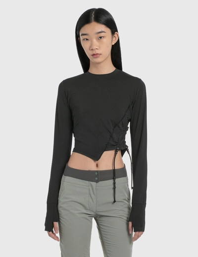 Hyein Seo Twisted Long Sleeve Top In Black