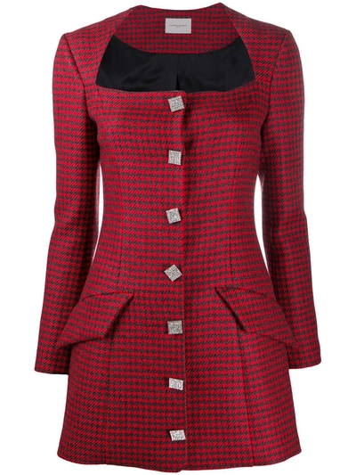Giuseppe Di Morabito Wool Blend Houndstooth Jacket Dress In Red
