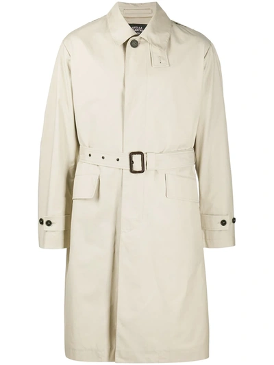 Stella Mccartney Back Logo Canvas Trench Coat In Brown