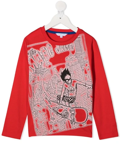 Marc Jacobs Kids' Logo Graphic Print Top In Red