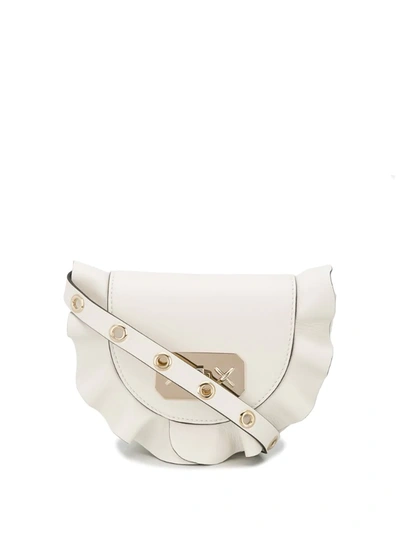 Red Valentino Ruffle-trimmed Leather Belt Bag In Neutrals