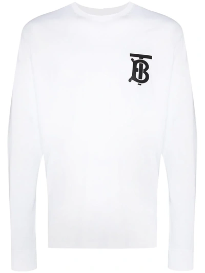 Burberry Atherton Logo Long Sleeve T-shirt In White