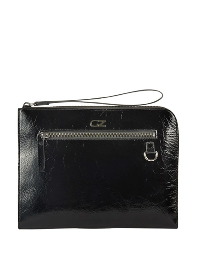 Giuseppe Zanotti Logo Zipped Clutch Bag In Black