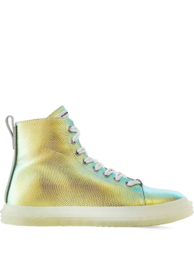 Giuseppe Zanotti Blabber Shimmering Lizard-effect Trainers In Silver