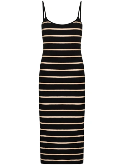 Ninety Percent Striped Ribbed Organic Cotton-blend Dress In Black