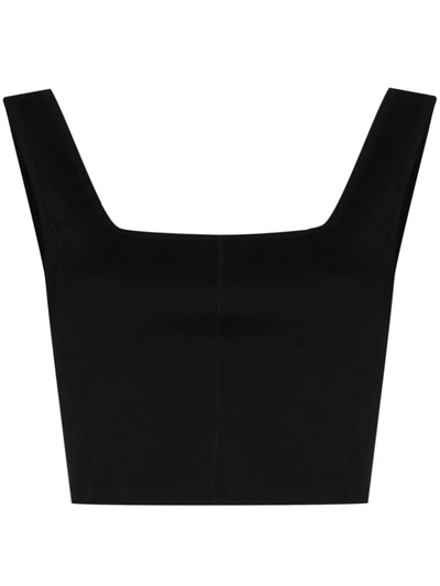 Ninety Percent Cropped Square-neck Top In Black