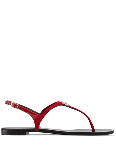 Giuseppe Zanotti Crystal Four Leaf Clover Sandals In Red