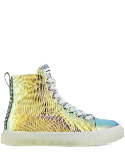 Giuseppe Zanotti Metallic High-top Sneakers In Silver