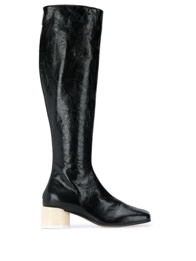 Mm6 Maison Margiela Knee-length Block Heel Boots In Black