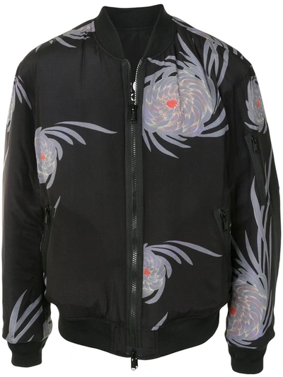 Undercover Floral-print Zip-up Bomber Jacket In Black