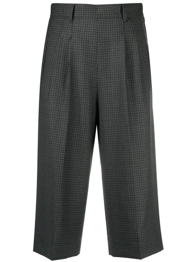 Maison Margiela Checked Wool Bermuda Shorts In Grey