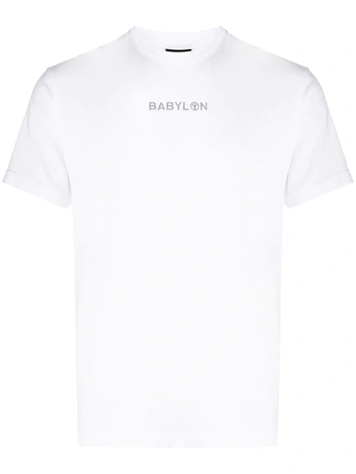 Babylon La Logo Print Round Neck T-shirt In White