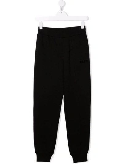 Msgm Teen Elasticated-waist Track Trousers In Black