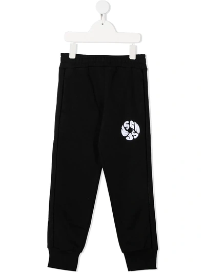 Msgm Kids' Logo-print Track Trousers In Black