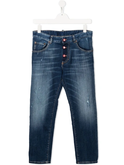 Dsquared2 Teen Faded Straight-leg Jeans In Blue