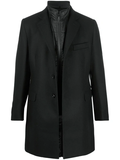Fay Single-breasted Layered Coat In Black