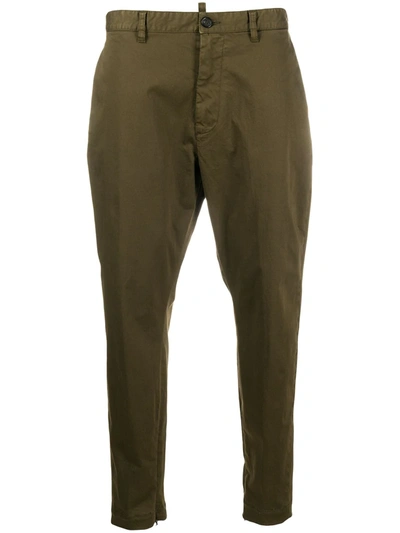Dsquared2 Tapered Leg Cropped Trousers In Green