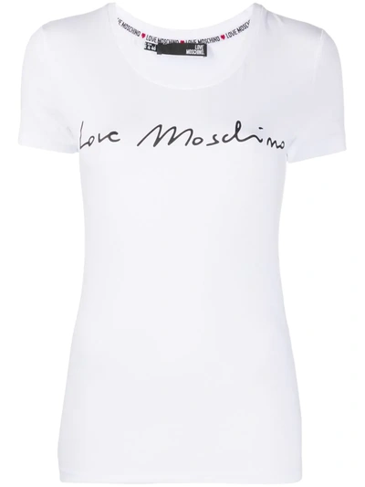 Love Moschino Logo-print Crew-neck T-shirt In White