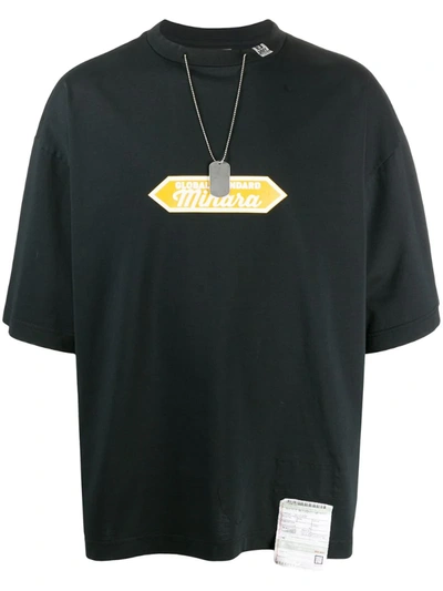 Miharayasuhiro Necklace-detail Logo T-shirt In Black