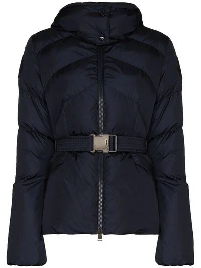 Moncler Aloes Belted Down Puffer Jacket In Blue