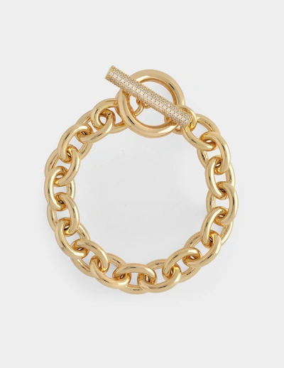 Numbering Pave T-bar Chain Bracelet In Metallic