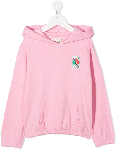 Douuod Kids' Embroidered Logo Hoodie In Pink