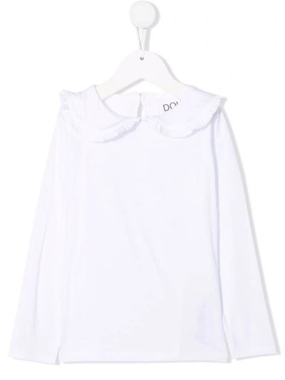 Douuod Kids' Peter-pan Collar Cotton Top In White