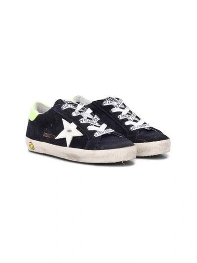 Golden Goose Teen Superstar Distressed Sneakers In Blue