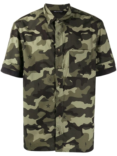 Neil Barrett Camouflage Short-sleeve Shirt In Green