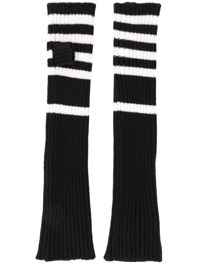 Plan C Striped Arm Warmers In Black