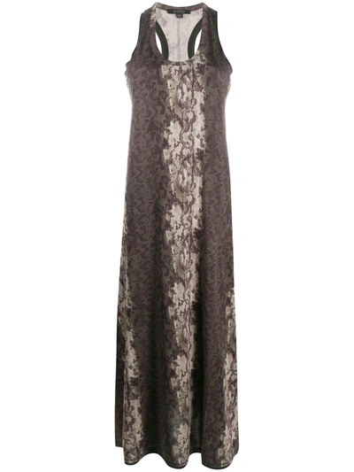 Allsaints Ami Masala Snake Print Sleeveless Maxi Dress In Green